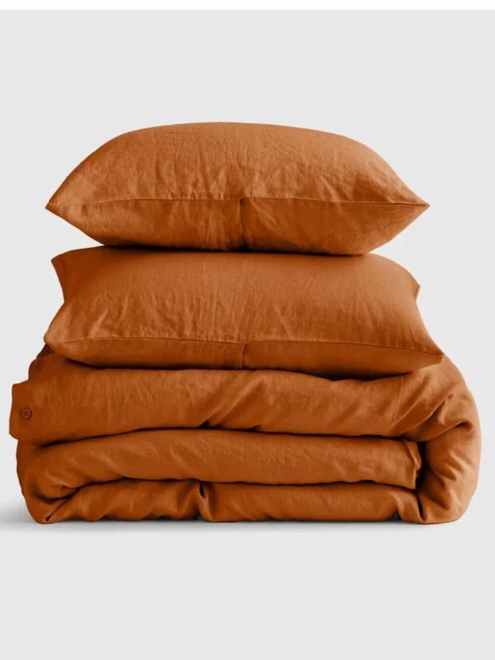 KING SIZE - QUINCE Linen Duvet Cover with Pillow Shams in Terracotta
